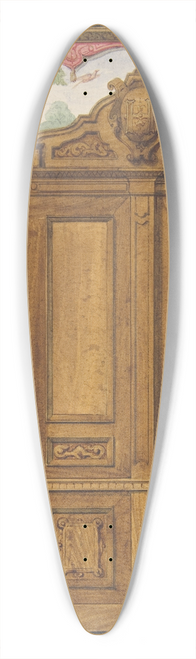Jules-Edmond-Charles Lachaise - Design for the decoration of a room with a large wood-paneled cupboard surmounted by the monogram; H 39.3 inch art pintail longboard deck
