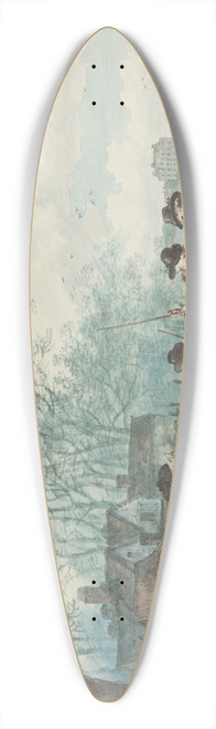 Julius Caesar Ibbetson - Skaters on the Serpentine in Hyde Park 39.3 inch art pintail longboard deck