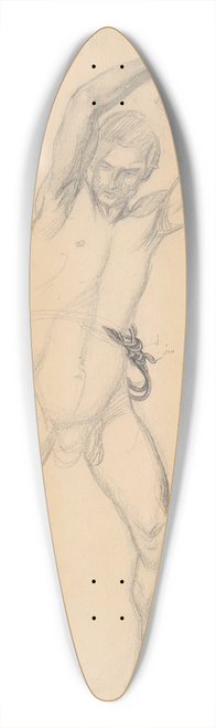 Jzef Simmler - Nude sketch to the executioner with an axe (recto) and a stone (verso) to the painting Martyrdom of St. Matthias 39.3 inch art pintail longboard deck