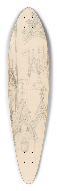 Jzef Simmler - Sketches of Gothic architectural details 39.3 inch art pintail longboard deck
