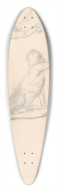 Jzef Simmler - Sketches of two nude males 39.3 inch art pintail longboard deck