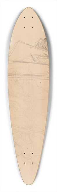Jzef Simmler - Sketch of three monks sitting side by side 39.3 inch art pintail longboard deck