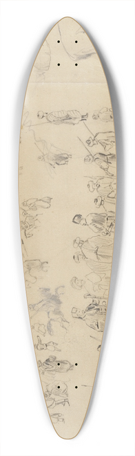 Karl Bodmer - Sheet of Figure and Animal Studies 39.3 inch art pintail longboard deck
