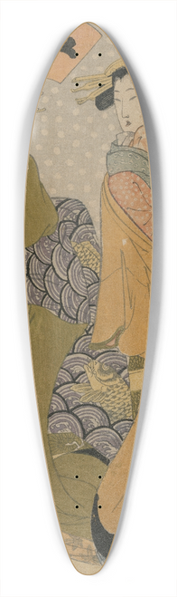Kikukawa Eizan - Two Courtesans on a Balcony (From the series Five Colors of Ink) 39.3 inch art pintail longboard deck
