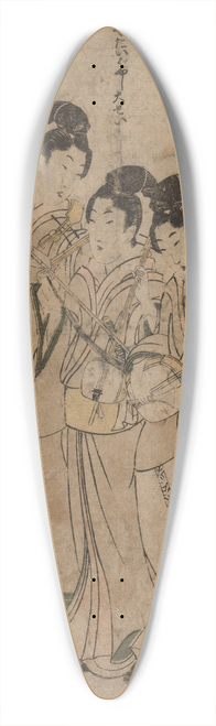 Kikukawa Eizan - Young Women with Musical Instruments 39.3 inch art pintail longboard deck