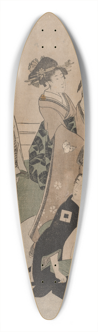 Kitagawa Utamaro - Daimy and his Retinue Crossing a Stream in Plain Near Fuji 39.3 inch art pintail longboard deck