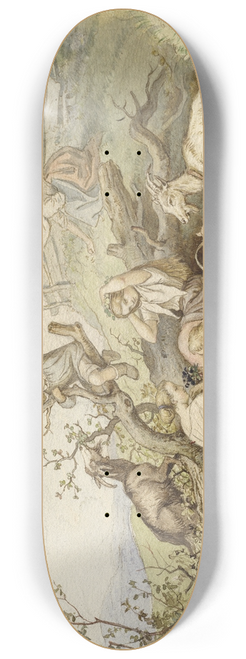 Adrian Ludwig Richter - Children And Goats Resting By A Felled Tree 8.25 inch art skate deck