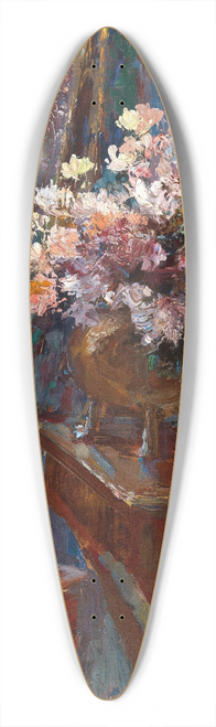 Leontine von Littrow - Interior with Flowers by the Window 39.3 inch art pintail longboard deck
