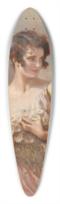 Leopold Schmutzler - Dame mit Margeritenstrau 39.3 inch art pintail longboard deck