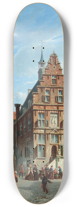 Adrianus Eversen - A View Of The City Hall, Oudewater 8.25 inch art skate deck