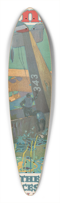 L.N. Britton - Warning! Consider the possible consequences if you are careless in your work 39.3 inch art pintail longboard deck