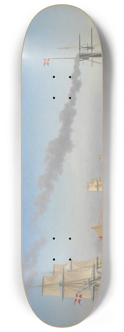 Christoffer Wilhelm Eckersberg - Christian VIII Aboard his Steamship gir Watching the Manoeuvres of a Squadron near Copenhagen 8.25 inch art skate deck
