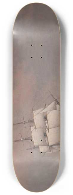 Christoffer Wilhelm Eckersberg - The corvette Najaden in rough seas 8.25 inch art skate deck