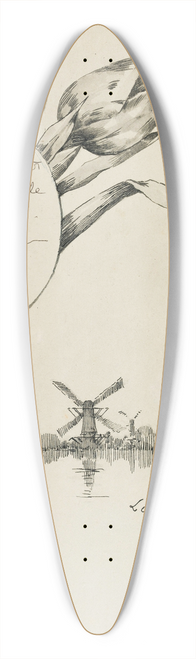 Louise Abbma - Paysage et ddicace 39.3 inch art pintail longboard deck