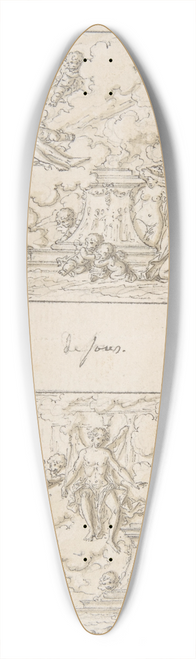 Louis-Felix de La Rue - Designs for the Top and Bottom of a Small Rectangular Box 39.3 inch art pintail longboard deck