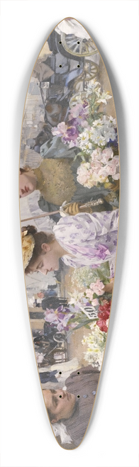 Louis Marie De Schryver - La marchande de fleurs  Rue de Rivoli 39.3 inch art pintail longboard deck