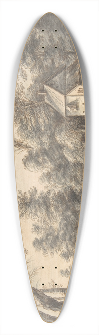 Lucas van Uden - Wooded Landscape with a House beside a River 39.3 inch art pintail longboard deck
