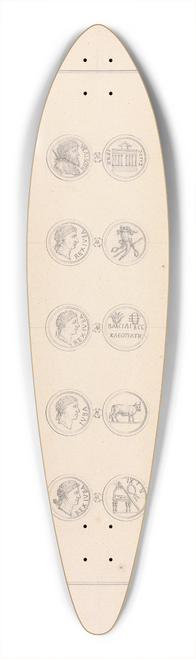 Luigi Balugani - Coins of Juba I and II 39.3 inch art pintail longboard deck