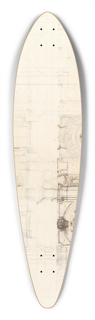 Luigi Vanvitelli - Design for a Church Interior 39.3 inch art pintail longboard deck