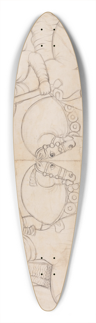Lutf 'Ali Khan - Drawing of Sasanian rock relief; Ardashir I (r. A.D. 224-241) and the Zoroastrian divinity Ahura Mazda at Naqsh-i Rustam, southern Iran 39.3 inch art pintail longboard deck