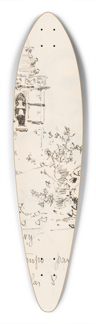 Martin Rico y Ortega - Church Tower with Inscription in Spanish to Avery 39.3 inch art pintail longboard deck
