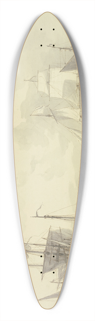 Martinus Schouman - Ships on a Calm Sea 39.3 inch art pintail longboard deck