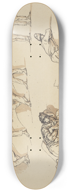 Claude-Joseph Vernet - Eight Studies of Figures and a Ship at Sea 8.25 inch art skate deck