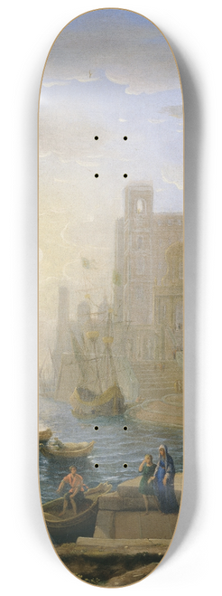 Claude Lorrain - Embarkation of St Paula 8.25 inch art skate deck