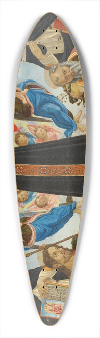 Master of the Fiesole Epiphany - Christ on the Cross with Saints Vincent Ferrer, John the Baptist, Mark and Antoninus 39.3 inch art pintail longboard deck