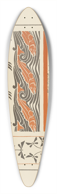 Maurice Pillard Verneuil - Abstract design based on birds, fish, butterflies, dragonflies 39.3 inch art pintail longboard deck