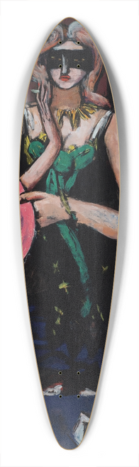 Max Beckmann - Carnival Mask, Green, Violet, and Pink (Columbine) 39.3 inch art pintail longboard deck