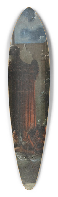 Mexican School - A Moonlit Night In The Square In Front Of The Catedral Metropolitana De La Asuncin De Maria De La Ciudad De Mexico In Mexico City 39.3 inch art pintail longboard deck