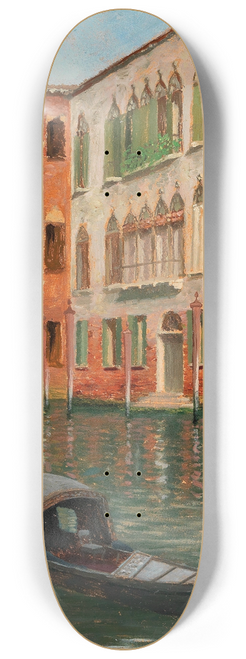 Claus Adolf Heinrich-Hansen - Venice, A Scene on a Canal 8.25 inch art skate deck