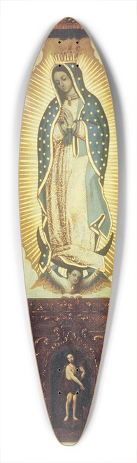 Miguel Cabrera - Altarpiece of the Virgin of Guadalupe with Saint John the Baptist, Fray Juan de Zumrraga and Juan Diego 39.3 inch art pintail longboard deck