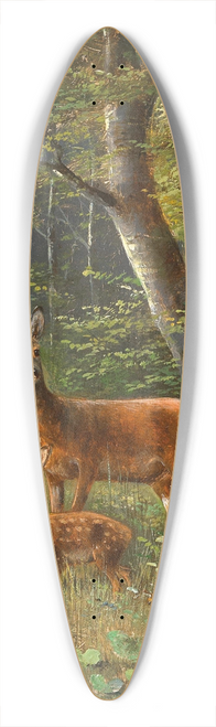 Moritz Mller - A Family of Red Deer in a Forest Glade 39.3 inch art pintail longboard deck