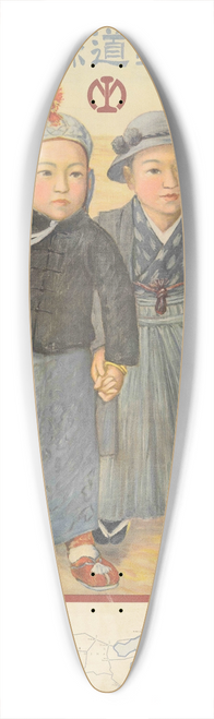 Nagahara Ktar (aka Shisui) - Minami Manshu Tetsudo Kabushiki Kaisha = South Manchuria Railway (Two Boys) 39.3 inch art pintail longboard deck