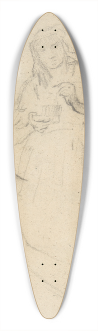 Narcisse-Virgile Diaz de La Pea - Woman holding an open jewelry box 39.3 inch art pintail longboard deck