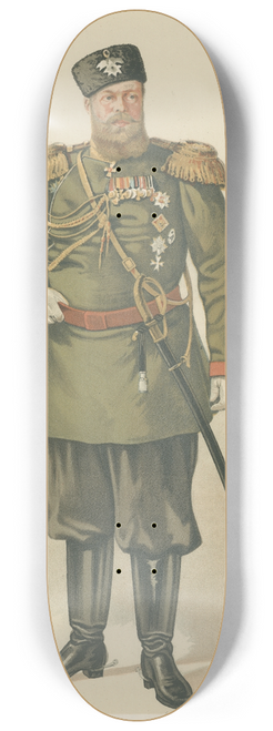Constantine von de Grimm - Vanity Fair; Royalty; My August Master, His Imperial Majesty Alexander III, Emperor and Autocrat of All the Russias, October 11, 1884 8.25 inch art skate deck