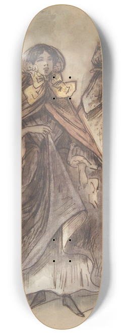 Constantin Guys - Two Women and a Man with a Top Hat and a Monocle 8.25 inch art skate deck