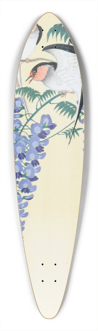 Ohara Koson - Swallows and Wisteria 39.3 inch art pintail longboard deck