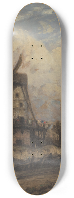 Constant Troyon - A Windmill against a Cloudy Sky 8.25 inch art skate deck