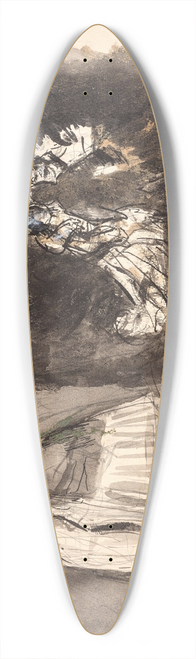 Oluf Hartmann - Karnevalsscene samt studie til Diogenes 39.3 inch art pintail longboard deck