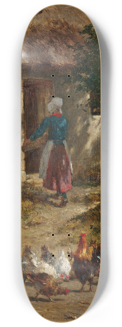 Constant Troyon - Hhner vor einem Bauernhaus 8.25 inch art skate deck
