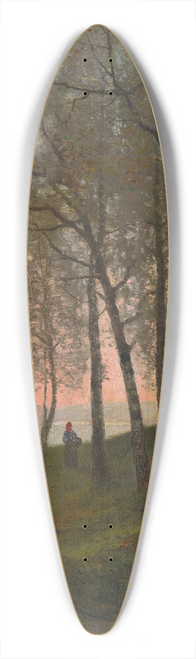 Oscar Trn - Wooded landscape with figure 39.3 inch art pintail longboard deck