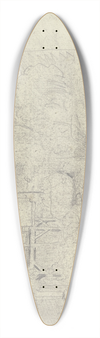 Otto Scholderer - Farmstead at a riverbed 39.3 inch art pintail longboard deck