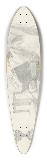 Otto Scholderer - Luise Scholderer lesend mit Tisch und Lampe, Brustbild einer weiblichen Figur im Hintergrund 39.3 inch art pintail longboard deck