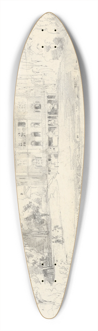Paul Huet - View of the Chteau at Folembray 39.3 inch art pintail longboard deck