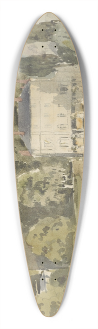 Paul Huet - View of the Chteau at Folembray 39.3 inch art pintail longboard deck