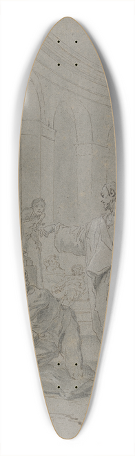 Paul Troger - Christus heilt den Lahmen; Christus mit den Jngern steht in einem Sulenhof, vor ihm erhebt sich der Lahme von seinem Lager 39.3 inch art pintail longboard deck