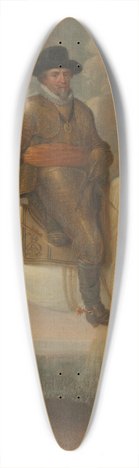 Pauwels van Hillegaert - Prince Maurits astride the white Warhorse presented to him after his Victory at Nieuwpoort 39.3 inch art pintail longboard deck